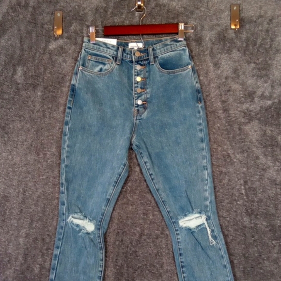 WeWoreWhat High Rise Blue Jeans Danielle Exposed Button Womens 25 - Picture 10 of 11